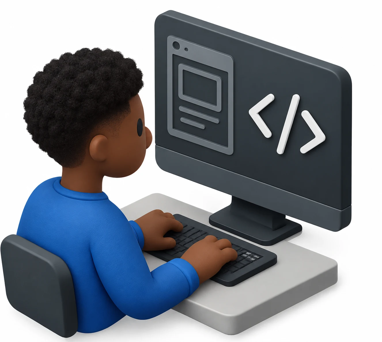 Illustration : un développeur au travail devant son écran de code