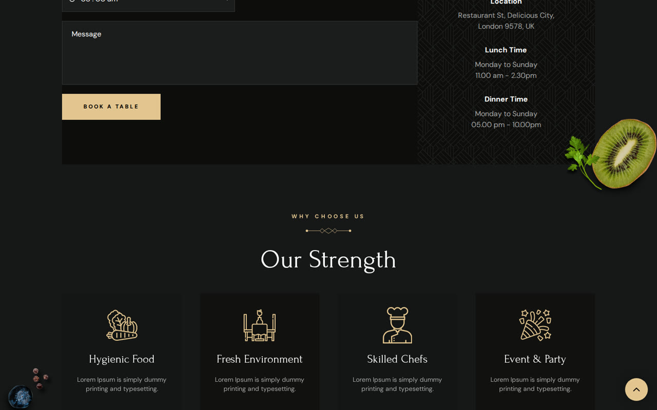 Section atouts du restaurant sur le site Grilli